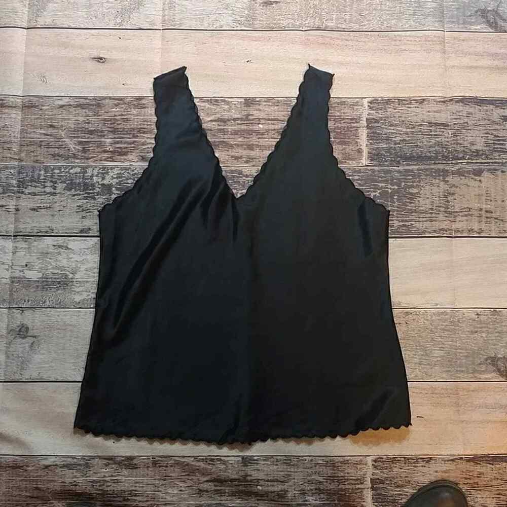 Summit Hill Vintage scalloped hem satin Tank Top shell Black Size 38